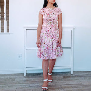 Pink Sleeveless Floral Midi Dress