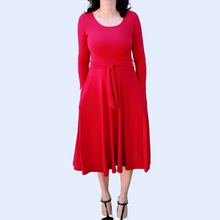 Scarlet Red Flowy Midi Dress, Medium