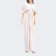 Polazzo Knit Shawl White Sand Pants with Sash,