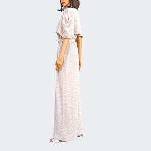 Polazzo Knit Shawl White Sand Pants with Sash,