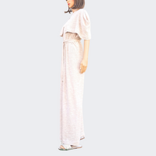 Polazzo Knit Shawl White Sand Pants with Sash,