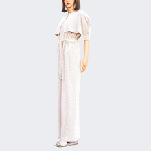 Polazzo Knit Shawl White Sand Pants with Sash,