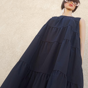 Black Trapeze Three Tiered Layer Dress