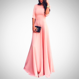 Tea Rose Half Sleeve Long Dress