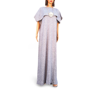 Shawl Knit Maxi Dress With A Sash, Grey