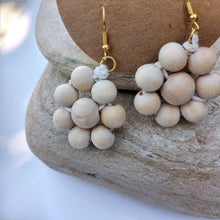 Boho Dangleling Wood Bead Earring, Off White